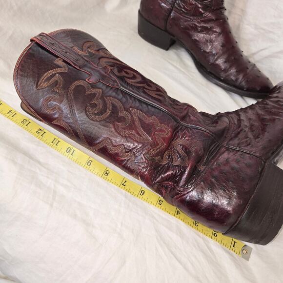 Lucchese Classic Size 10.5 D Full Quill Black Cherry Ostrich Boots Straight Heel main image 11